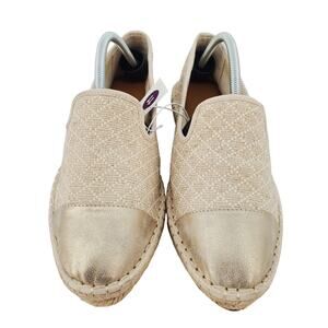 Universal Threads Carly Flat Slip-On Cream Woven‎ Metallic Womens Size 11 New